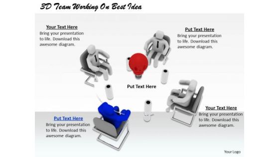 Business Strategy Implementation 3d Team Working Best Idea Basic Concepts