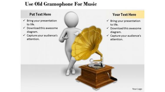 Business Strategy Implementation Use Old Gramophone For Music 3d Character Models