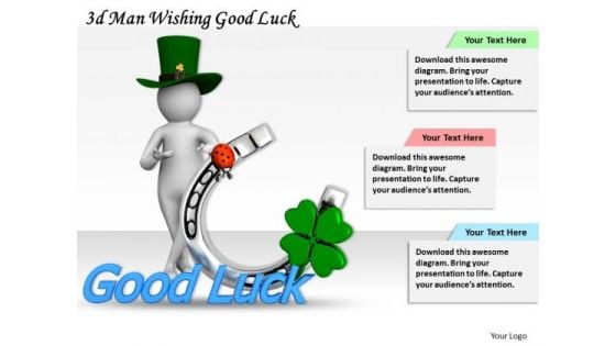 Business Strategy Innovation 3d Man Wishing Good Luck Concept