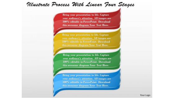 Business Strategy Model Illustrate Process With Linear Four Stages Strategic Plan Ppt Slide