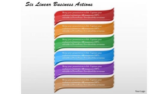 Business Strategy Model Six Linear Actions Strategic Plan Ppt Slide