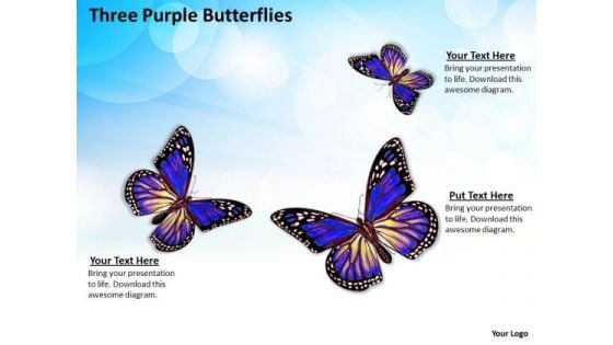 Business Strategy Model Three Purple Butterflies Icons