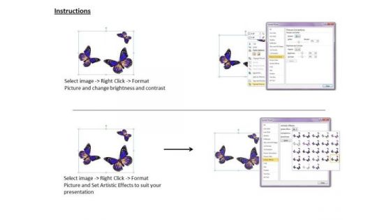 Business Strategy Model Three Purple Butterflies Icons