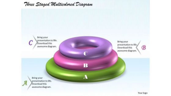 Business Strategy Model Three Staged Multicolored Diagram Strategic Plan Example