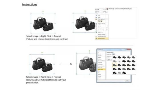 Business Strategy Model Travel Bags Icons