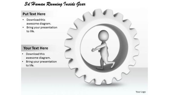 Business Strategy Plan 3d Human Running Inside Gear Character Modeling