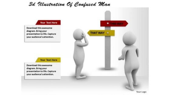 Business Strategy Plan 3d Illustration Of Confused Man Concepts