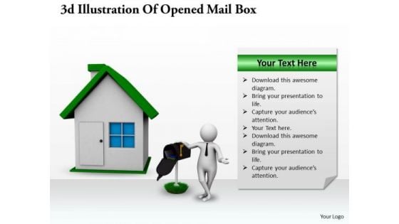 Business Strategy Plan Template 3d Illustration Of Opened Mail Box Character Models