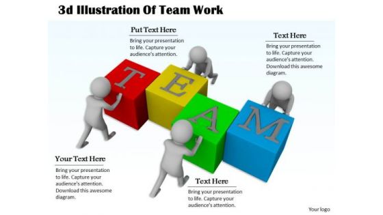 Business Strategy Plan Template 3d Illustration Of Team Work Character Models