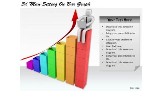 Business Strategy Plan Template 3d Man Sitting On Bar Graph Basic Concepts