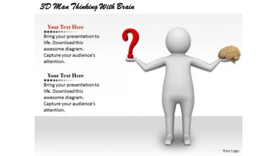 Business Strategy Plan Template 3d Man Thinking With Brain Characters