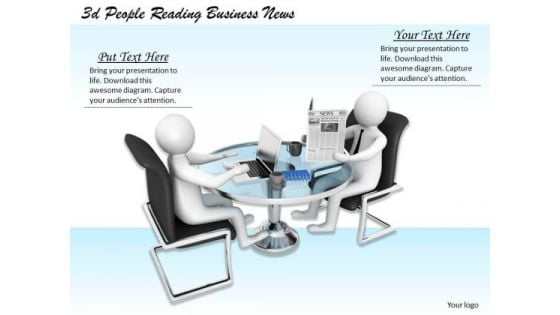 Business Strategy Plan Template 3d People Reading News Concepts