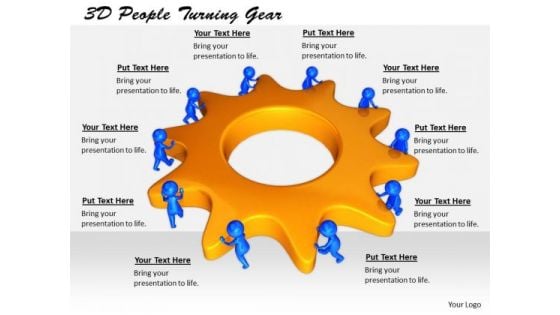 Business Strategy Plan Template 3d People Turning Gear Character Modeling