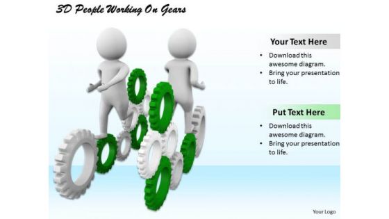 Business Strategy Plan Template 3d People Working On Gears Adaptable Concepts