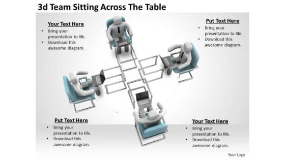 Business Strategy Plan Template 3d Team Sitting Across The Table Basic Concepts