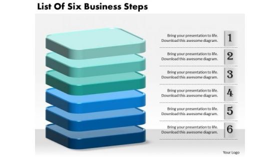 Business Strategy Plan Template List Of Six Steps Strategic Ppt Slide
