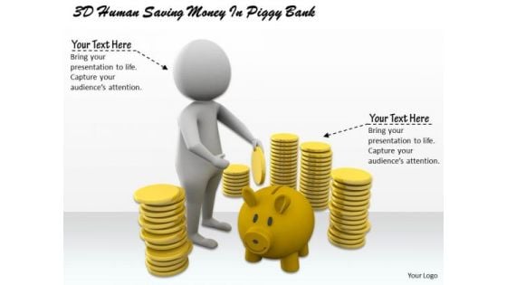 Business Strategy Planning 3d Human Saving Money Piggy Bank Concepts