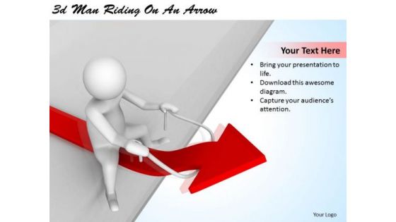 Business Strategy Planning 3d Man Riding On Arrow Character