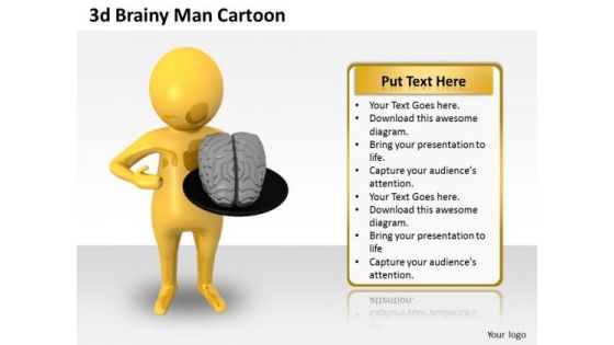 Business Strategy Process 3d Brainy Man Cartoon Character