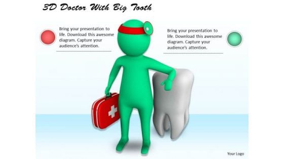 Business Strategy Process 3d Doctor With Big Tooth Character Models