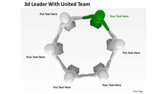 Business Strategy Process 3d Leader With United Team Adaptable Concepts