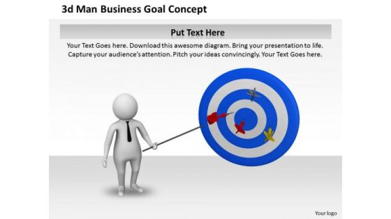 Business Strategy Process 3d Man Goal Concept Character Models