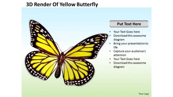 Business Strategy Process 3d Render Of Yellow Butterfly Icons Images