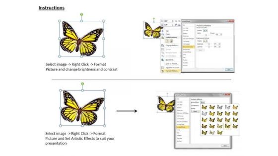 Business Strategy Process 3d Render Of Yellow Butterfly Icons Images