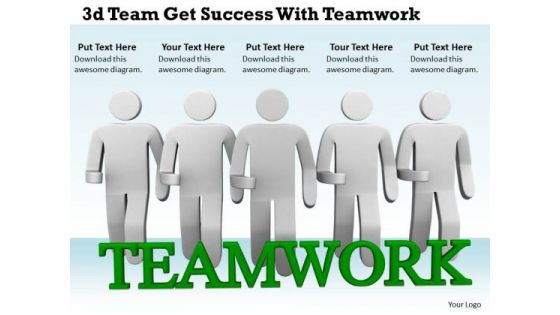 Business Strategy Process 3d Team Get Success With Teamwork Characters