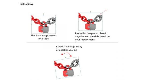 Business Strategy Red And Grey Chains With Padlock Security Concept Images