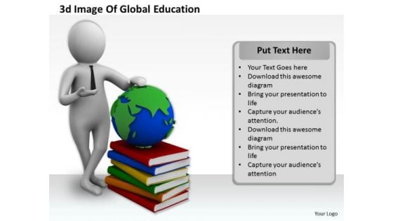 Business Strategy Review 3d Image Of Global Education Character Models