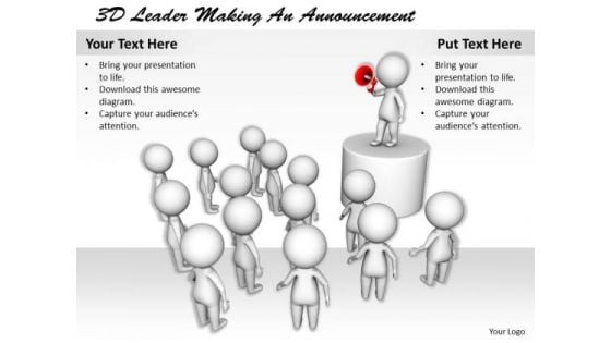 Business Strategy Review 3d Leader Making An Announcement Concept