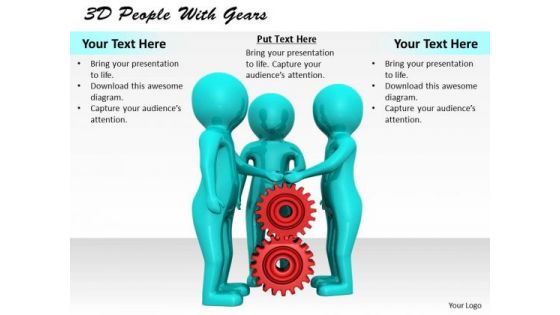 Business Strategy Review 3d People With Gears Concept Statement