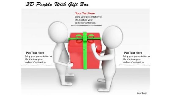 Business Strategy Review 3d People With Gift Box Concept Statement