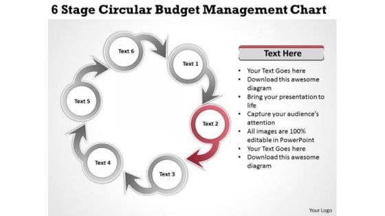 Business Strategy Review 6 Stage Circular Budget Management Chart Planning