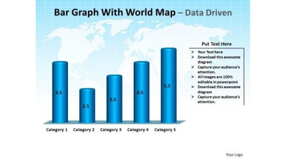 Business Success PowerPoint Templates Business Bar Graph With World Map Ppt Slides