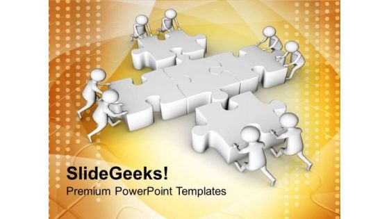 Business Team Assembles The Jigsaw Puzzles PowerPoint Templates Ppt Backgrounds For Slides 0713