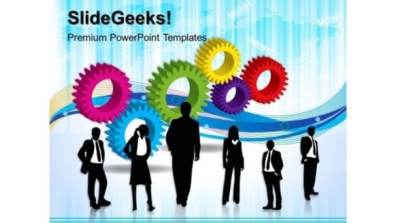 Business Team With Gearswheels Teamwork PowerPoint Templates And PowerPoint Themes 0412 Business Team With Gearswheels Teamwork PowerPoint Templates And PowerPoint Themes 0412