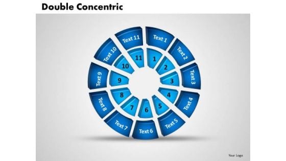 Business Teamwork PowerPoint Templates Business 3d Double Concentric Rings Pieces Ppt Slides