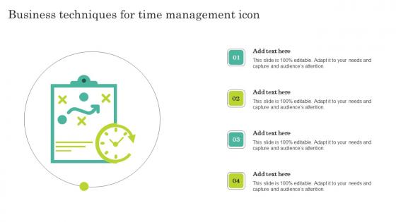 Business Techniques For Time Management Icon Mockup Pdf