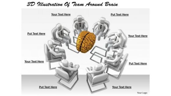 Business Unit Strategy 3d Illustration Of Team Around Brain Concept