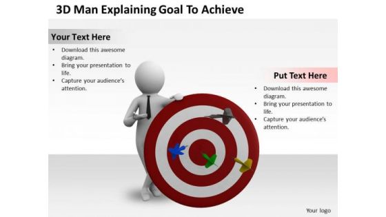 Business Unit Strategy 3d Man Explaining Goal To Achieve Characters