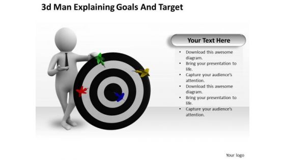 Business Unit Strategy 3d Man Explaining Goals And Target Characters Business Unit Strategy 3d Man Explaining Goals And Target Characters