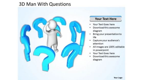 Business Use Case Diagram 3d Man With Questions PowerPoint Slides