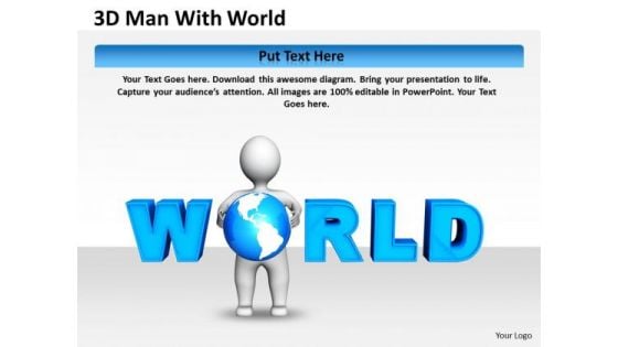 Business Use Case Diagram 3d Man With World PowerPoint Slides