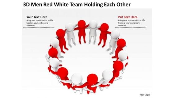 Business Use Case Diagram 3d Men Red White Team Holding Each Other PowerPoint Templates