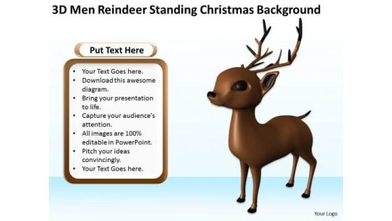 Business Use Case Diagram 3d Men Reindeer Standing Christmas Theme PowerPoint Templates