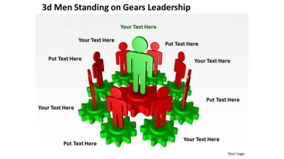 Business Use Case Diagram 3d Men Standing On Gears Leadership PowerPoint Templates