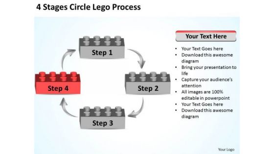 Business Use Case Diagram 4 Stages Circle Lego Process Ppt PowerPoint Slides