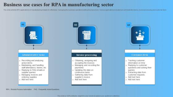 Business Use Cases For RPA In Manufacturing Sector Graphics Pdf